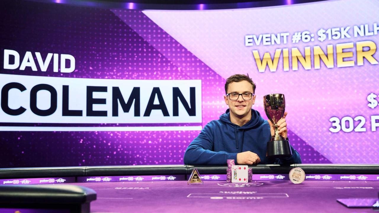 David Coleman gana el Event #6: $15.100 NLH de la PokerGO Cup por 302.400 $