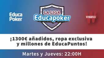 1.300 € añadidos todos los meses en la Liga de EducaPoker y Winamax