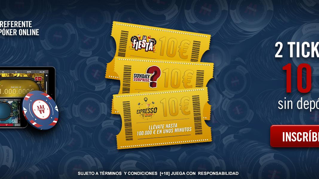 Haz tu cuenta en Winamax y recibe 2 tickets de 10€ gratis... ¡sin depósito! Haz tu cuenta en Winamax y recibe 2 tickets de 10€ gratis... ¡sin depósito!